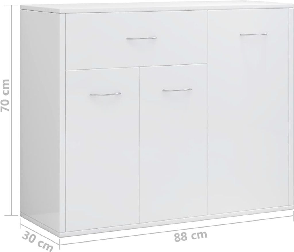 vidaXL Kredens biały wysoki połysk 88×30×70 cm płyta Zdjęcie produktu 14