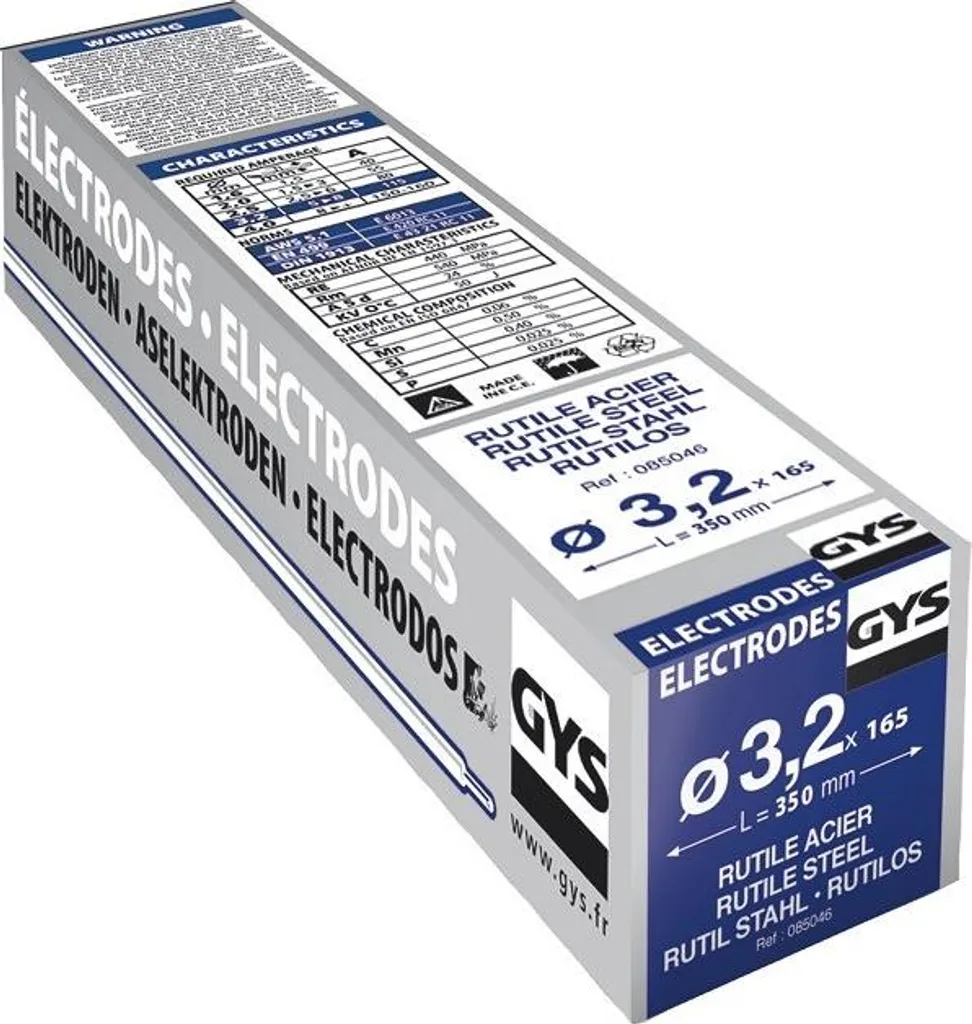 Électrodes GYS Rutiles Acier E6013 Ø3.2mm étui de 165 pièces - 085046