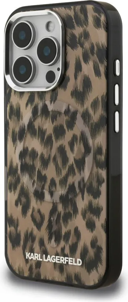 Coque antichoc iPhone 16 Pro Max MagSafe motif léopard marron