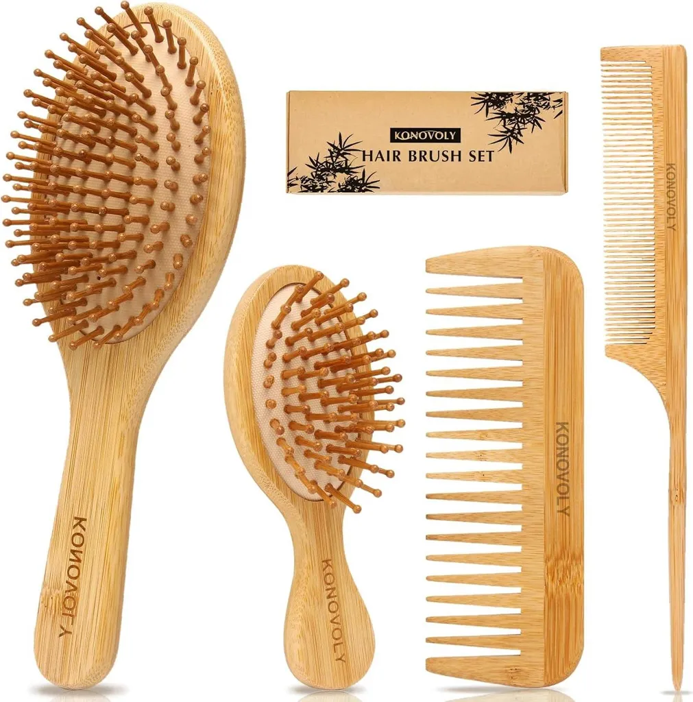 Set Benessere Capelli in Bambù - Massaggio e Cura Naturale 4 Pezzi