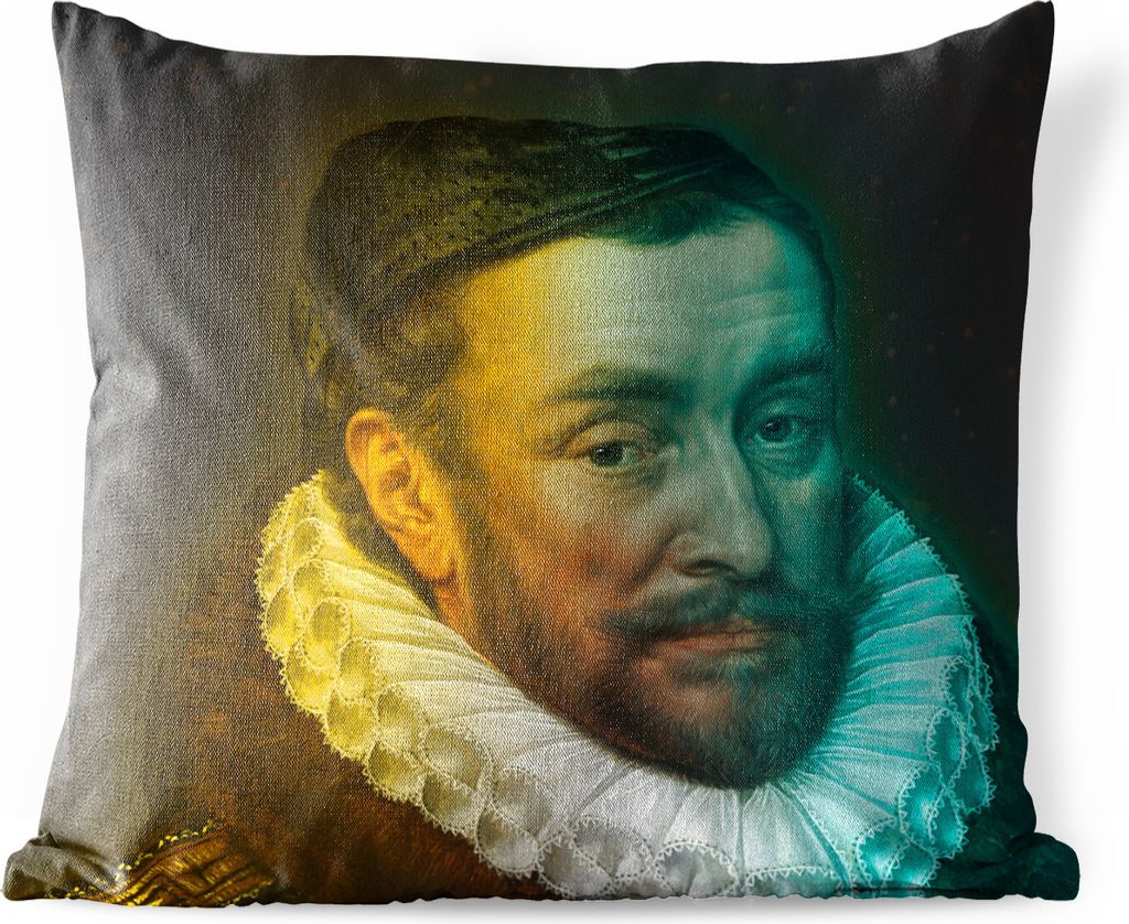 MuchoWow Outdoor Kissen - Wilhelm von Oranien - Kunst - Gemälde - 40x40 cm - Wetterfest - Lounge Kissen - Kopfkissen - Interieur - Polster mit Bild