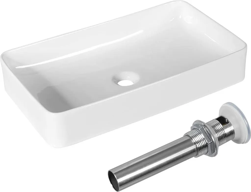 Lavabo gain de place BA7540 en porcelaine 60cm pour éviter les éclaboussures