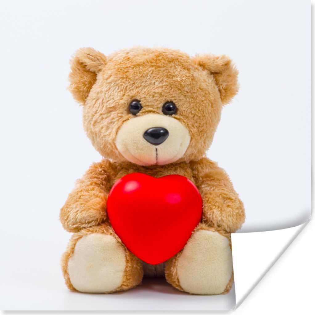 MuchoWow Poster Ein Teddybär zum Valentinstag 75x75 cm - Wand Dekoration