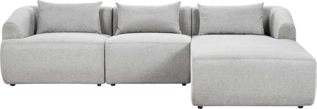 BELIANI Ecksofa Hellgrau Stoffbezug L-förmig 3-Sitzer Sofa mit Chaiselongue Links Wohnzimmermöbel Modern Wohnzimmer Ausstattung Wohnecke Sitzecke