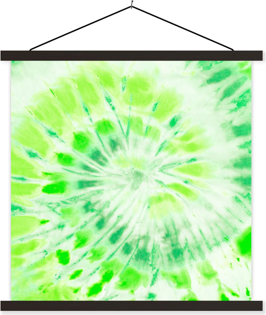 MuchoWow Textilposter Krawattenfärbung - Grün - Kunst 120x120 cm mit schwarzem Rahmen - Aufhängungsset