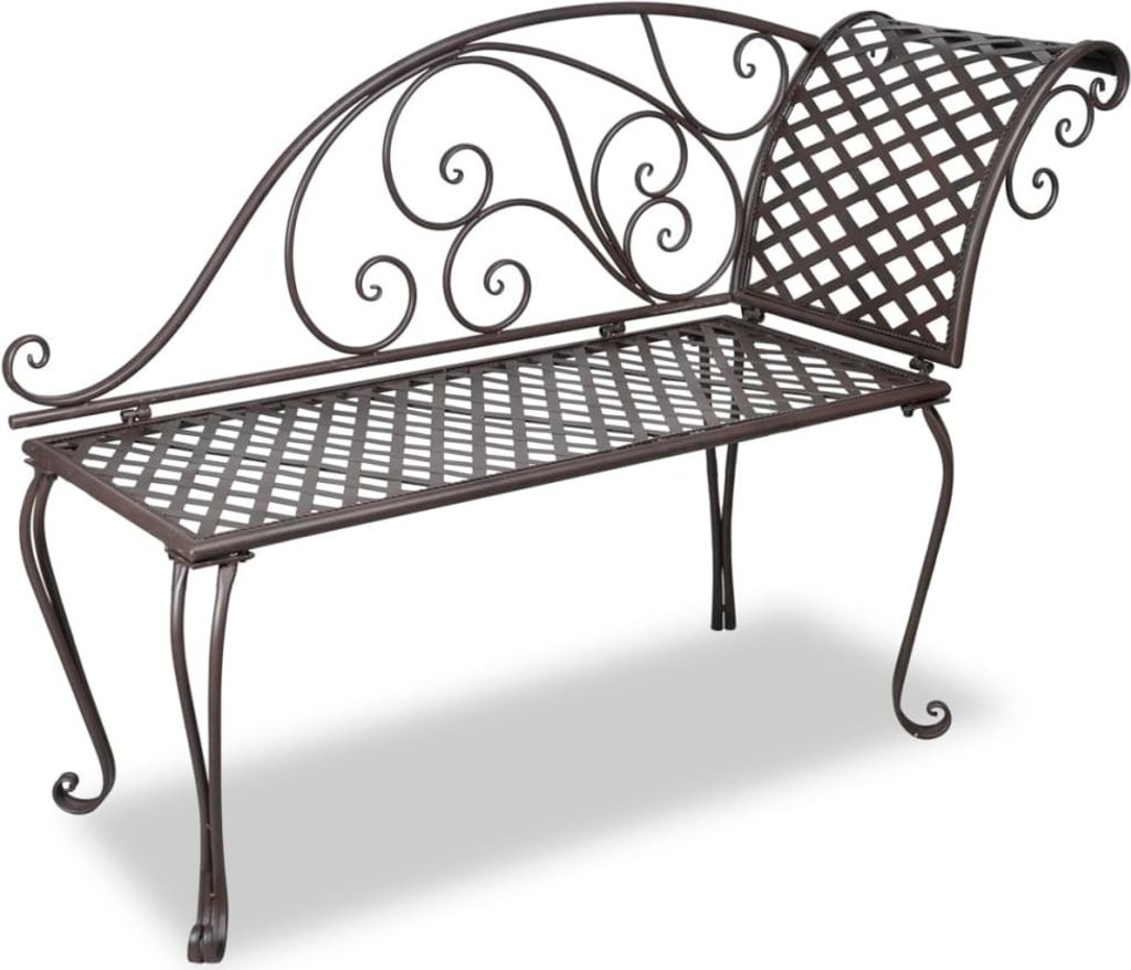 The Living Store Garten-Chaiselongue 128 cm Stahl Antik Braun