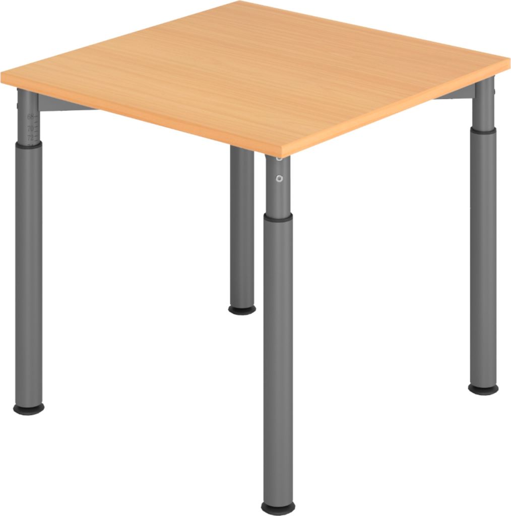 bümö Schreibtisch Serie-Y - Nachbildung: Buche, Größe: 80 x 80 cm, Gestell: Graphit