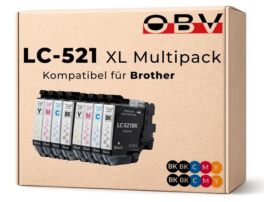 Brother LC-521 kompatible Druckerpatronen 8er Set - Produktbild 