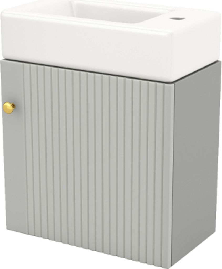 Waschtischunterschrank 46x26x56cm Weiss+Grau Haengend Gaestebadmoebel Waschbeckenunterschrank Badezimmermoebel Waschbecken haengend Kleine