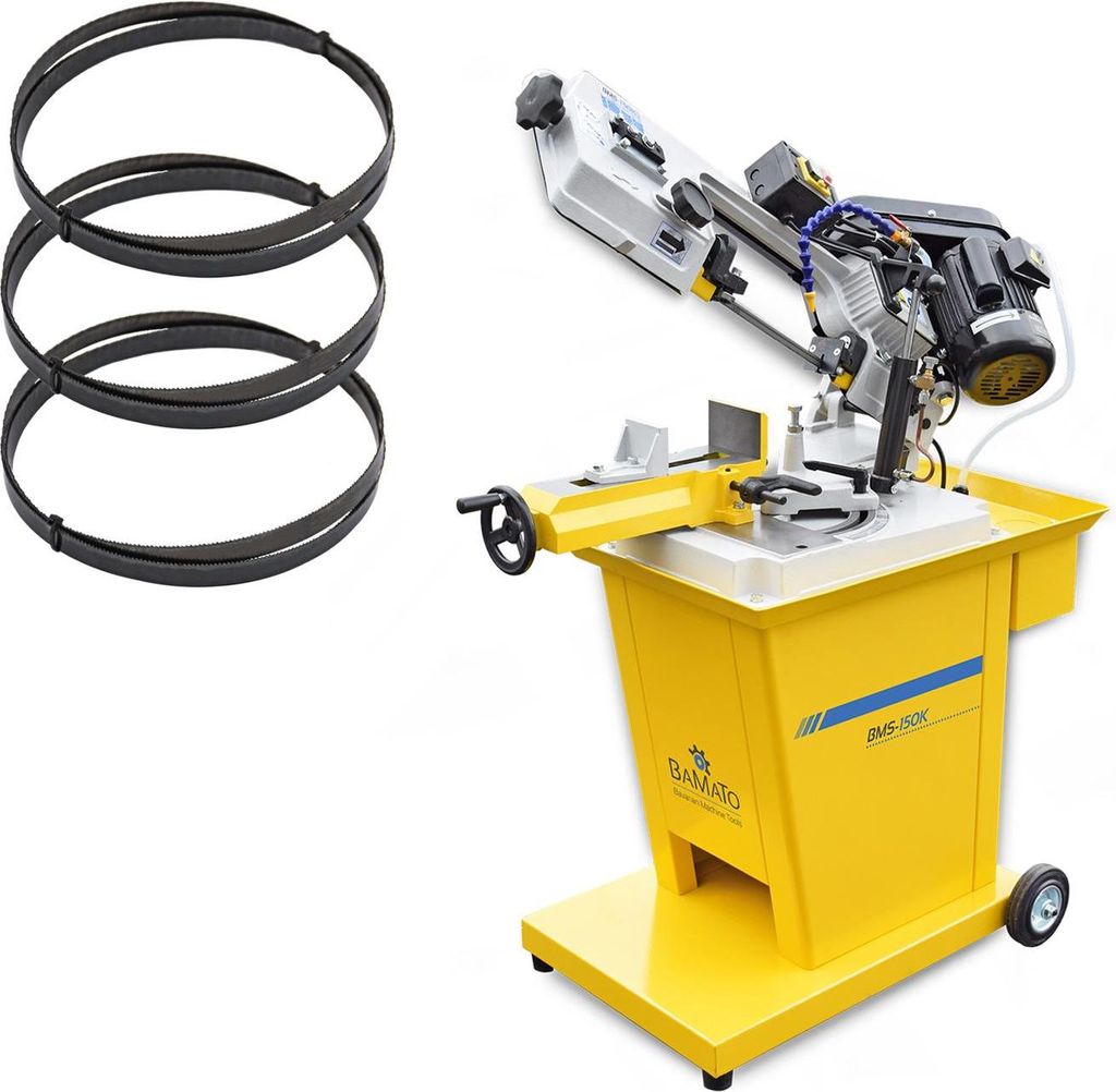 BAMATO Metallbandsäge BMS-150K mit Kühlmitteleinrichtung (230V) Aktionsset inkl. 3x Sägeband