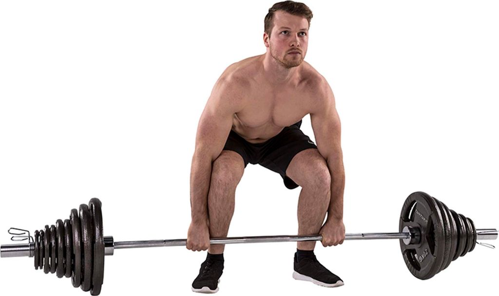 Tunturi Langhantel-Set 140 kg, Langhantel 50 mm mit Gewichten, Tri-Grip-20 kg, 15 kg, 10 kg, 5 kg, 2,5 kg, 1,25 kg