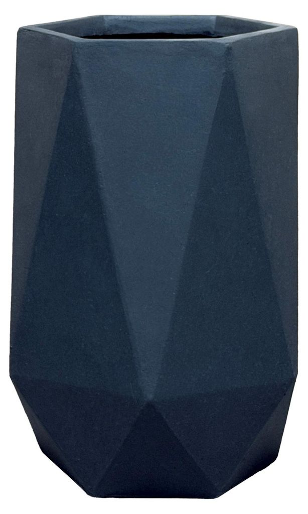 Provencelia Beton Pflanzkübel Prisme Dunkelgrau, Ø47 x H50 cm, frostbeständig, Outdoor, Terrasse, winterfest, Garten, modern