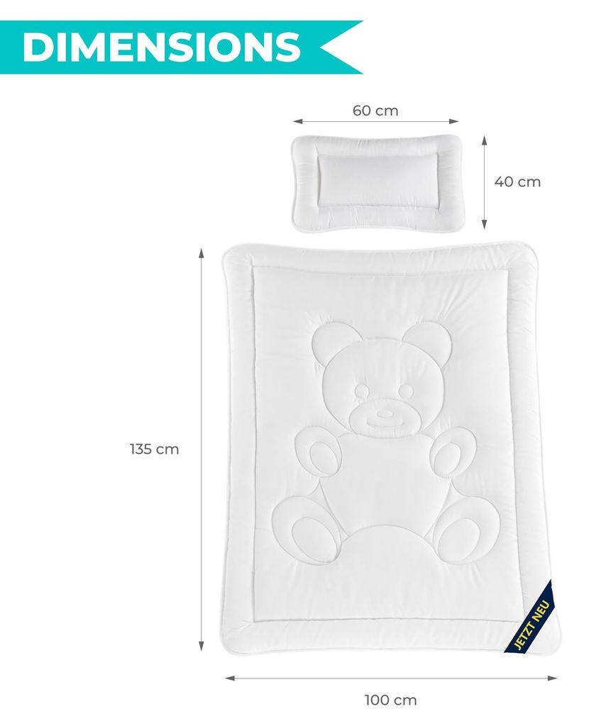 Kinderbettdecke 100x135 & Kissen Set 40x60 Kopfkissen | Produktbild 