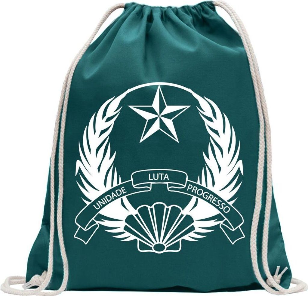 Kiwistar - Turnbeutel - petrol - Guinea-Bissau Wappen - Fun Rucksack Sport Beutel Gymsack Baumwolle mit Ziehgurt