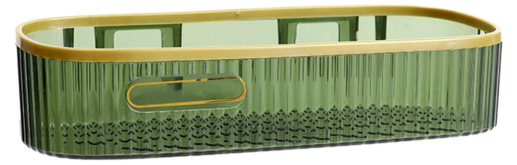 An der Wand montiertes Lagerregal, stanzfreies Dusch-Caddy-Regal, Badezimmer, ohne Bohren, für den Haushalt, lange Leiste – dunkelgrün