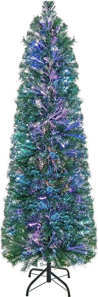 Künstlicher Weihnachtsbaum - 180 cm - Faseroptische LED-Beleuchtung - 517 Zweigspitzen - Klappbarer Metallständer - Grün