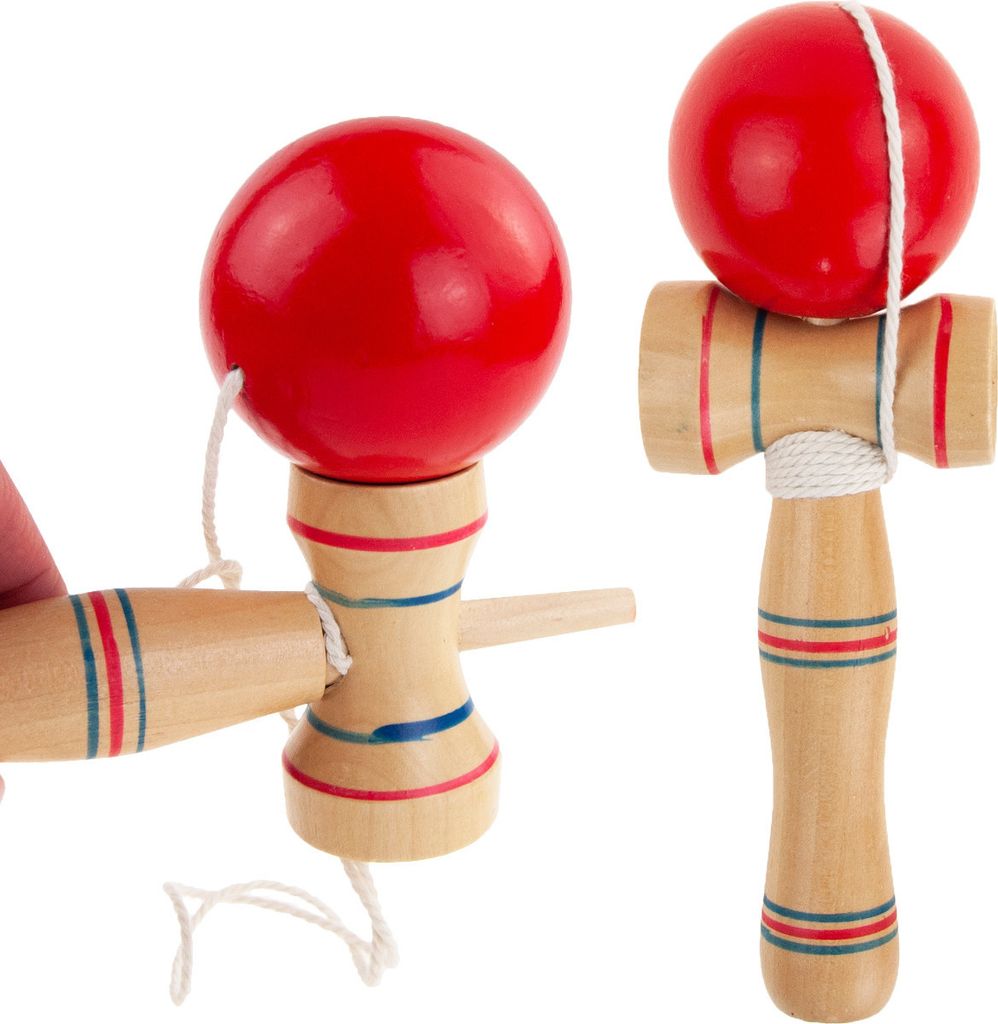 Kendama houten klassiek Japans arcade spel: bal vangen Productafbeelding 
