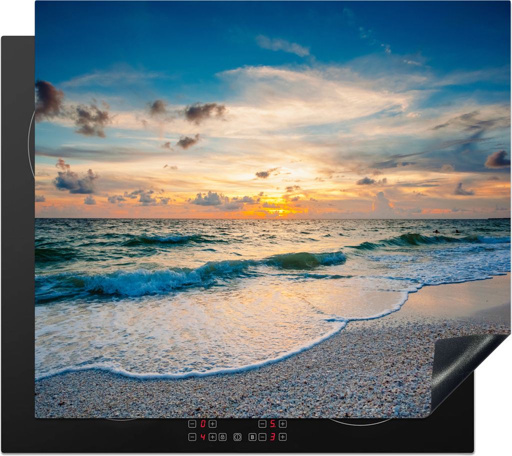 KitchenYeah Herdabdeckplatte Strand - Meer - Sonnenuntergang , 58x51cm, Küche Deko, Glaskeramikkochfeld Herdabdeckung, Abdeckplatte fùr Kochfeld