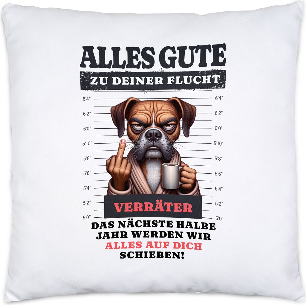 Alles Gute zu deiner Flucht Kissen Verräter Kollegen Geschenkidee Abschied Büro Humor