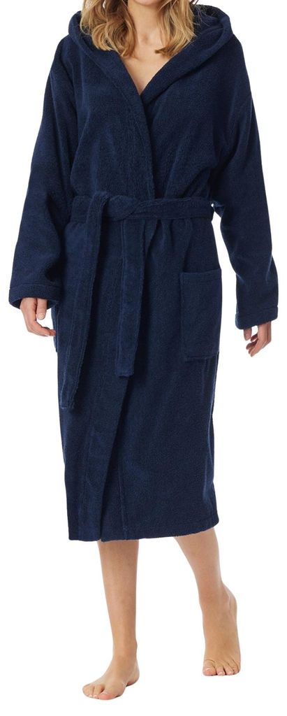 Schiesser peignoir essentials bathrobe with hood navy Image du produit 