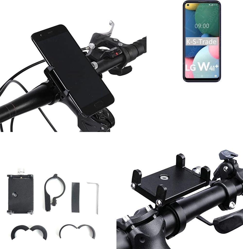 K-S-Trade Handyhalterung für das Fahrrad kompatibel mit LG Electronics W41 Plus Halter Lenkstange Fahrradhalterung Motorrad Bike Mount Befestigung