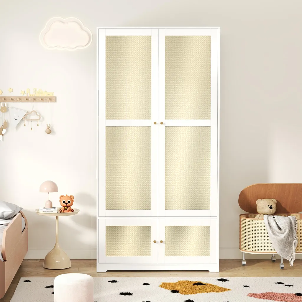 Armoire d'angle Flieks blanche : solution gain de place en rotin - 4