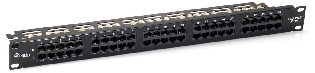 Equip 19" Patchpanel 50xRJ45 Cat3 UTP 1U ISDN RAL9005