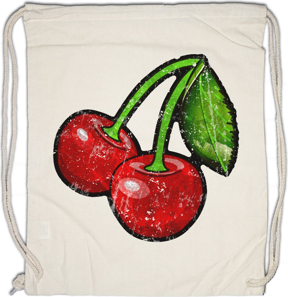 Urban Backwoods Oldschool Cherries Vintage Logo I, Turnbeutel, Farbe: Beige