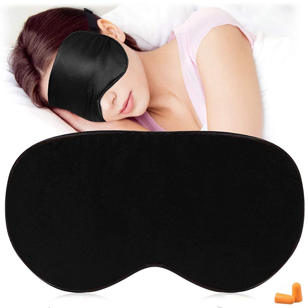 Schlafmaske und Stirnband aus Seide, superweiche Augenmaske zum Schlafen, mit verstellbarem Riemen, geeignet für Reisen, Nickerchen und Nachtruhe ...