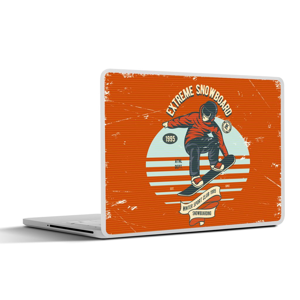 MuchoWow Laptop Aufkleber Sticker Cover Snowboard - Mann - Zitat - Vintage 36.5x27.5 cm - Laptop-Sticker
