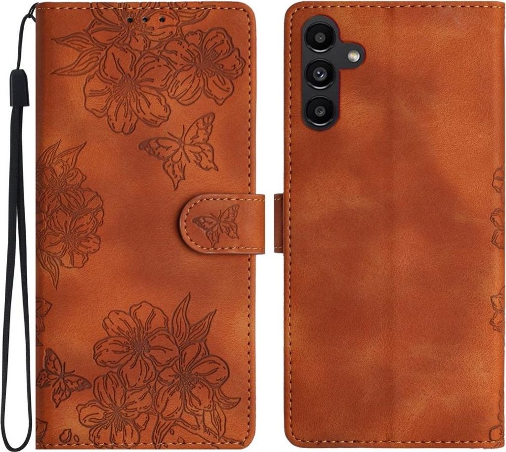 Samsung Galaxy A16 5G Hülle - Coverup Flowers & Butterflies Klapphülle - Braun