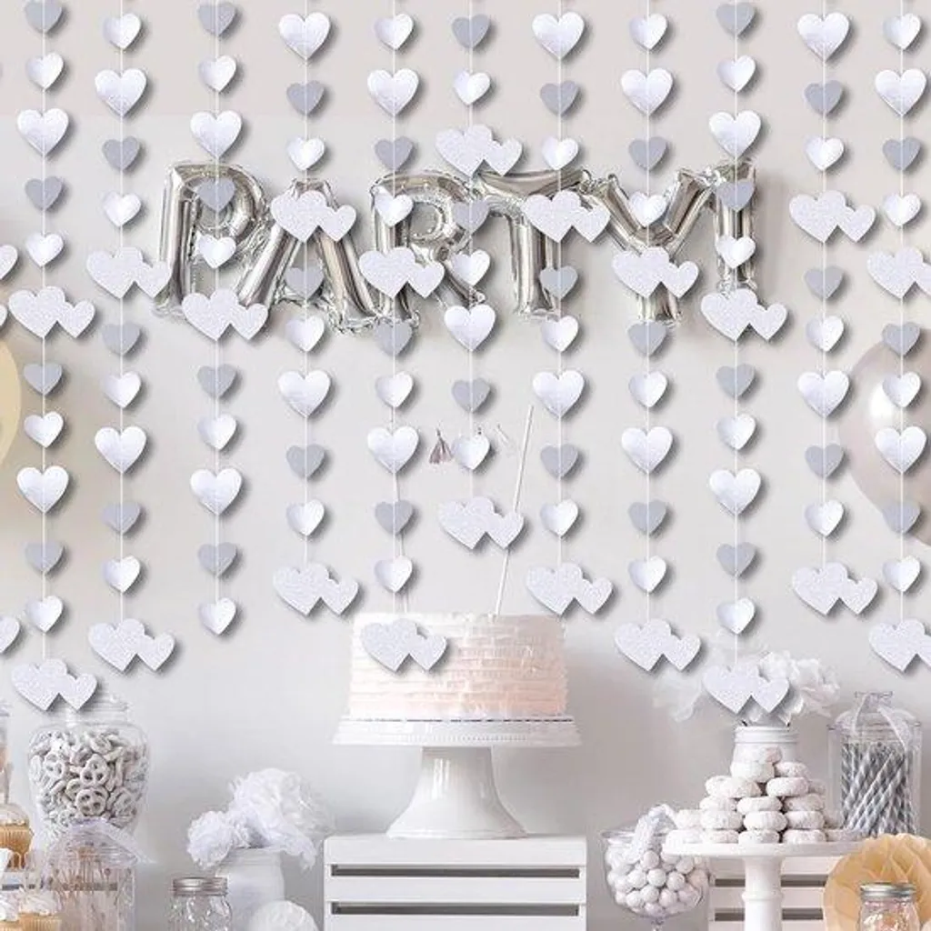Guirlande décorative pour mariage clés cœur argent métallisé en 16m