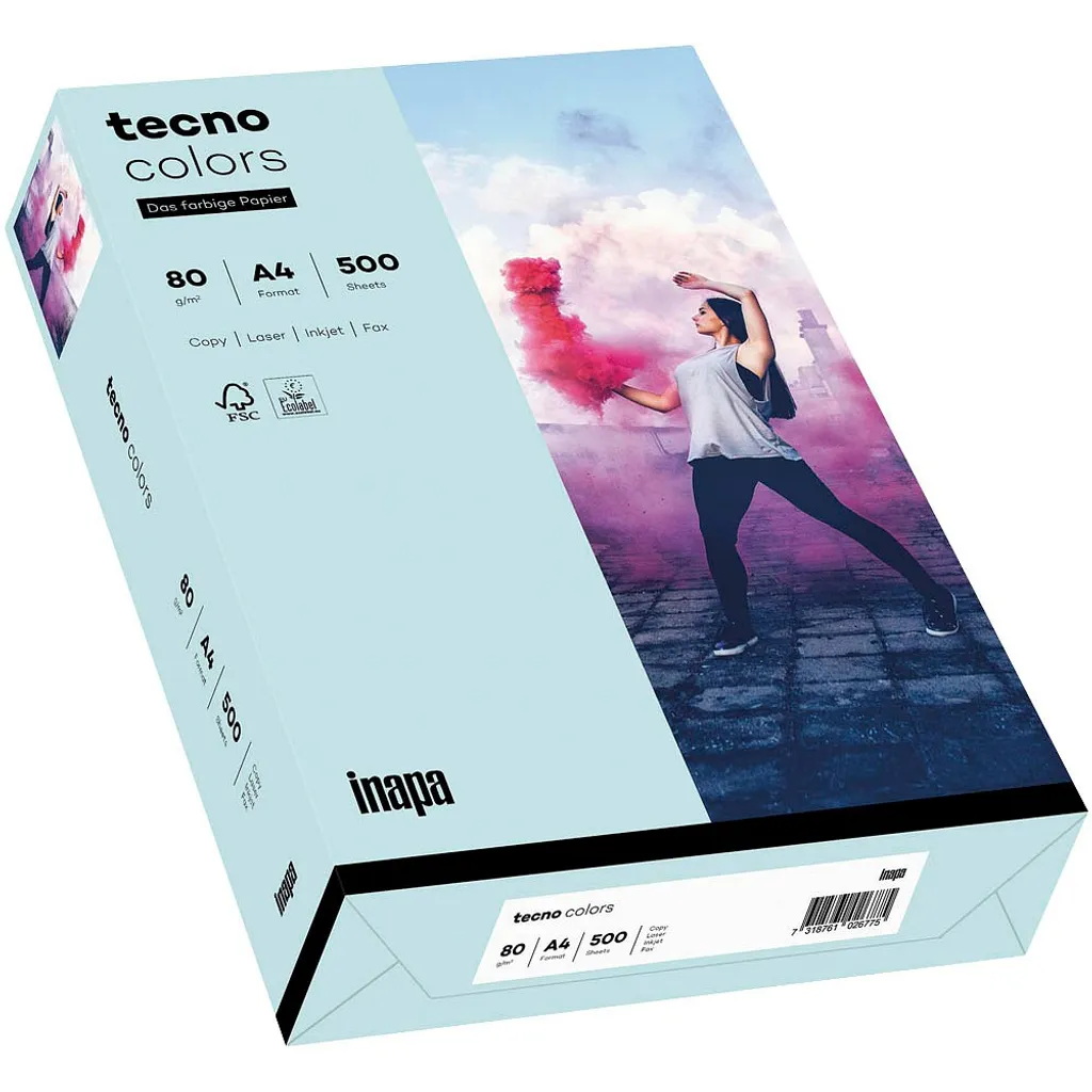 Inapa Tecno Colors 2100011395 Papier Bleu Clair A4 80g - 500 Feuilles