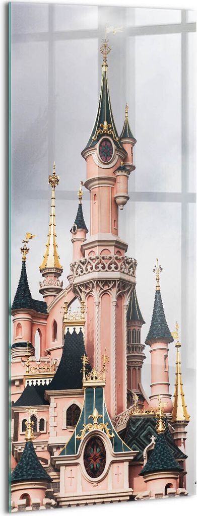 Designer Glasbild - Wandbild - Glas Bild - 50x125 cm - Disneyland-Schloss In Paris