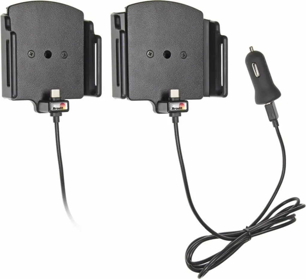Support Brodit ajustable 75-89 mm avec prise USB-C et chargeur de voiture