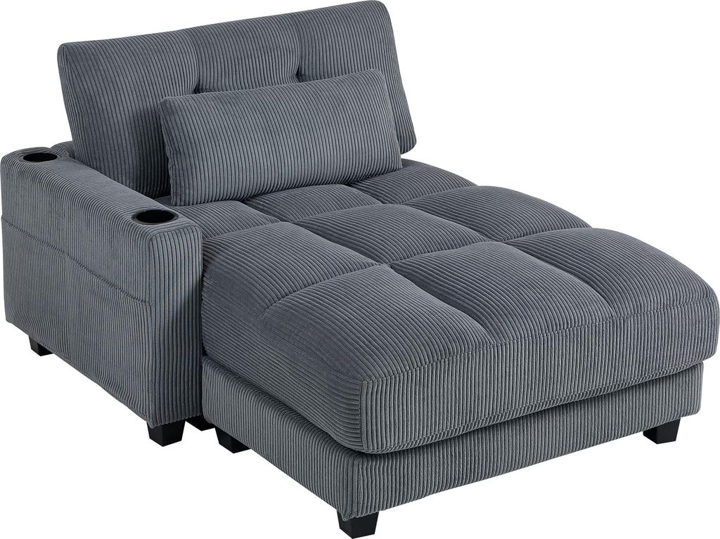 Sofa-Bett mit Kissen. Schaumstoff. zum Bett umwandelbar. Becherhalter. Grau