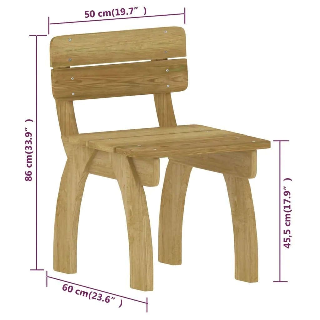 Table de Jardin et 4 Chaises en Pin pour Repas en Extérieur - Set Complet - 17