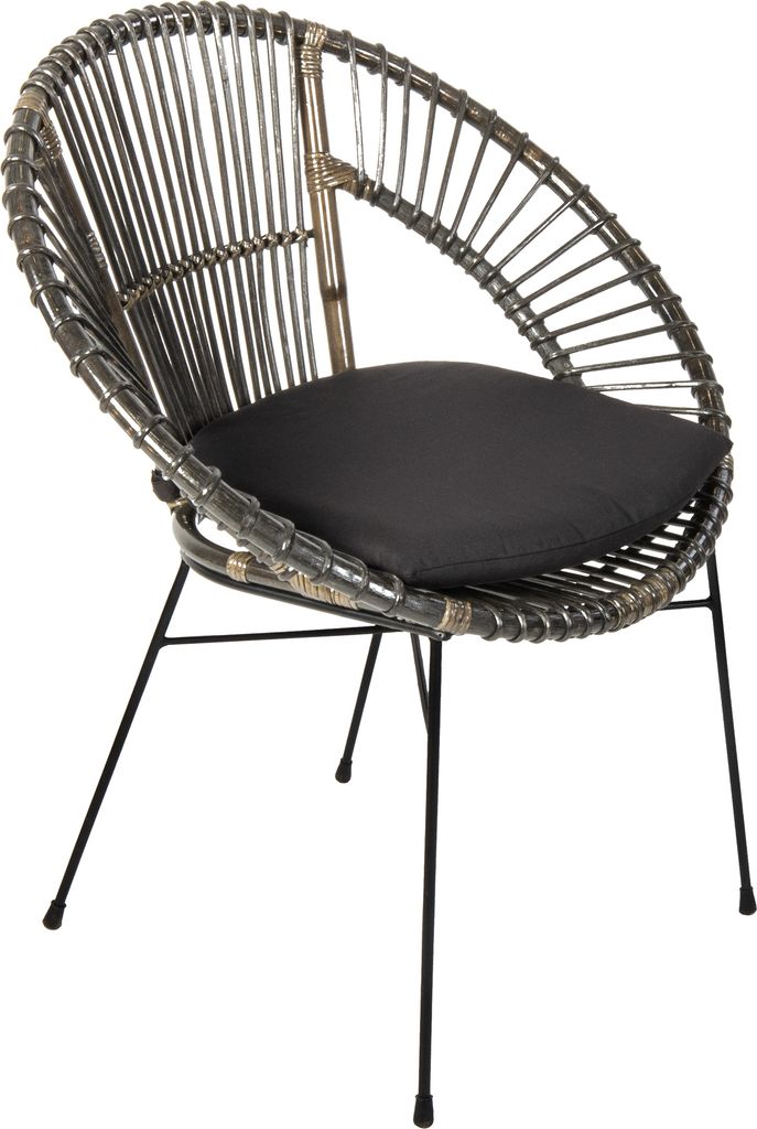 Esszimmerstuhl Korbstuhl Rattan Farbe anthrazit inkl. Sitzkissen GENUA