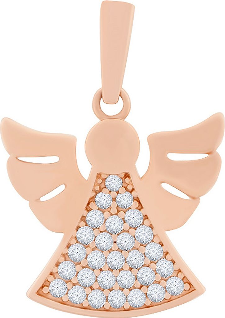 Engel-Anhänger aus 585 Rotgold mit Zirkonia, Goldschmuck für Damen