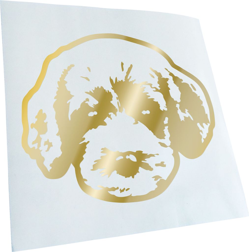 Kiwistar - Autoaufkleber - Labradoodle Hund - Goldchrom - 24x20cm - Aufkleber für Auto, Laptop, Fahrrad, LKW, Motorrad Mehrfarbig JDM Decal Racing