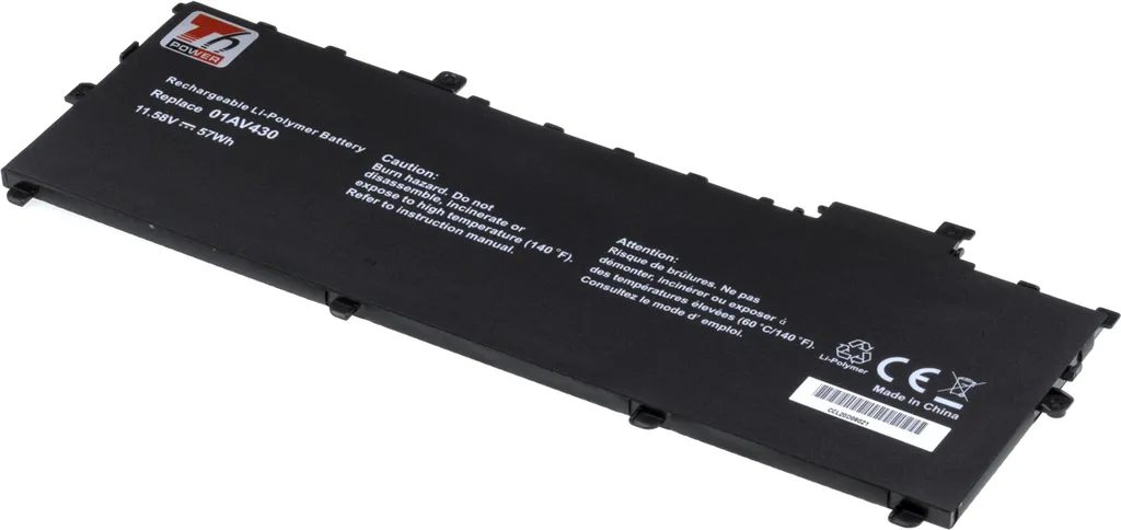 Batteria T6 Power per Lenovo ThinkPad X1 Carbon Gen 6th 20KH, Li-Poly, 11,58 V, 4900 mAh (57 Wh), nero