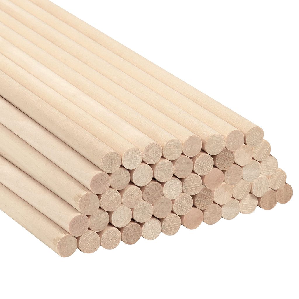 Holzstäbe, Dübelstangen Holzdübel Rund Naturholz, Holzstäbchen zum Basteln für DIY Projekte - Deko Rundstäbe – Bastelstäbchen für Holzarbeiten Laternenstab für Kinder (50Stk, L30cm, 1cm Durchmesser)
