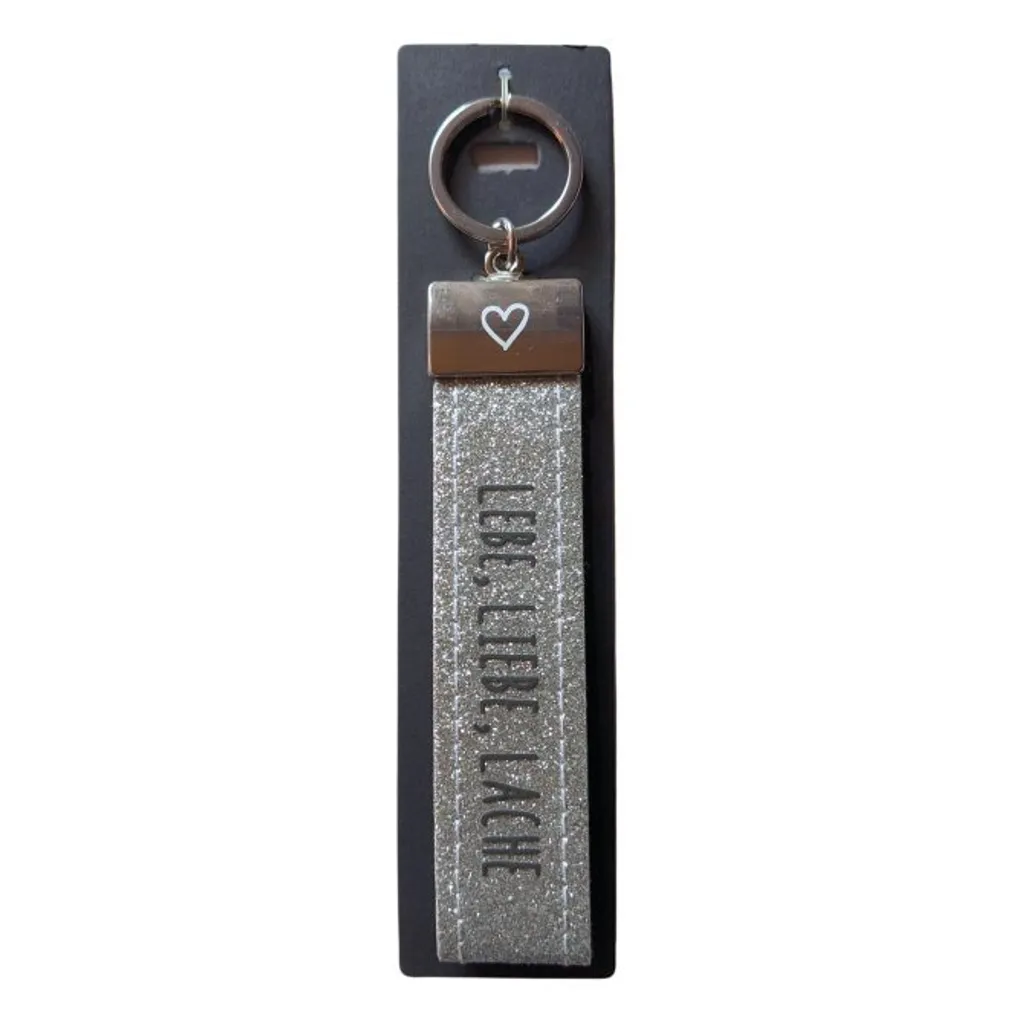 Porte-clés feutre gris argenté Lebe Liebe Lache - Cadeau Idéal Depesche