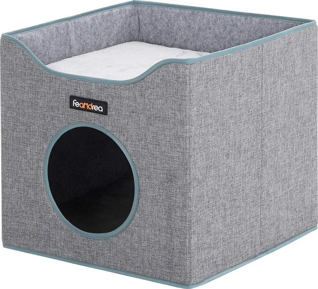 Cave à chat pliable en feutre gris anthracite - Panier douillet 40cm
