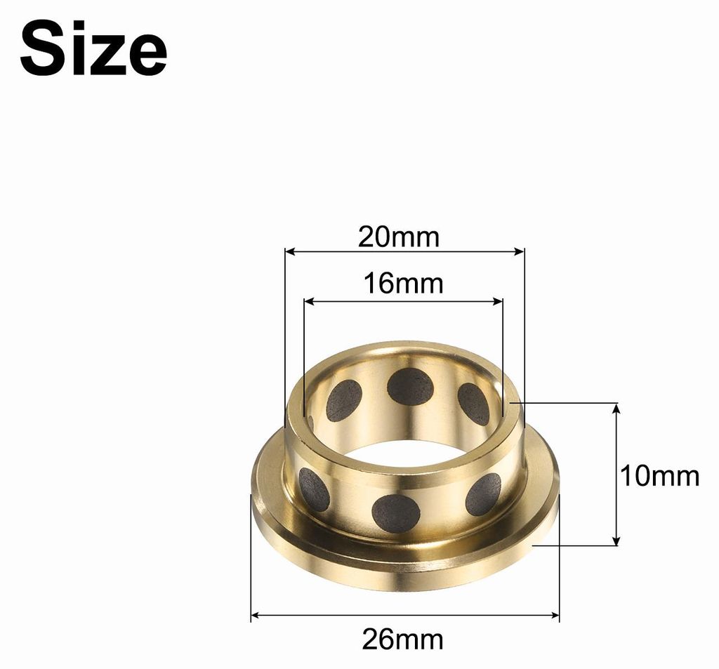 4 Stš¹ck Flanschhš¹lsenlager 16mm Bohrung x 20mm Au?endurchmesser x 10mm H?he, Umwickelte ?lfreie Flanschbuchsen Messing Graphit, ?lfreies schm...