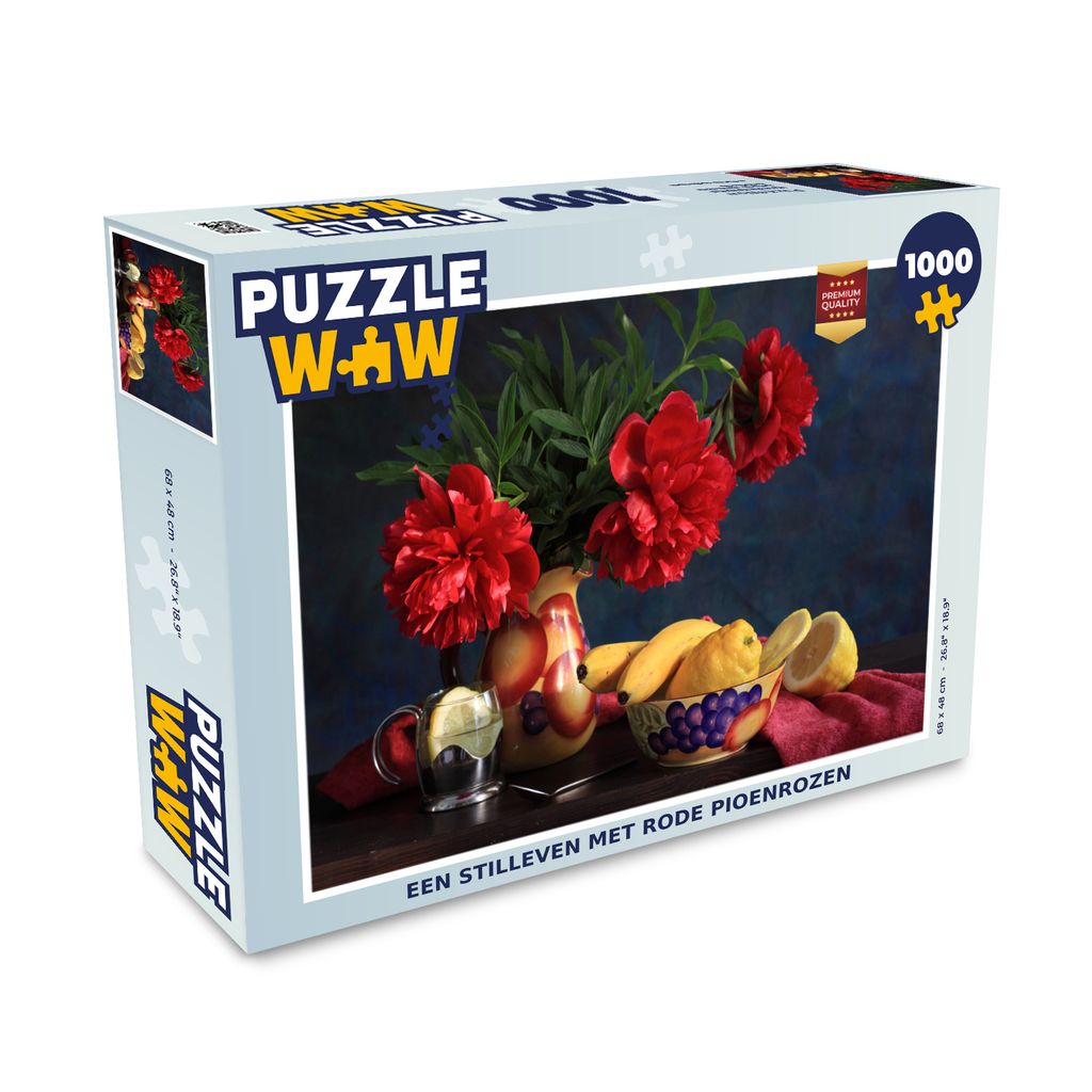 MuchoWow Puzzle 1000 Teile Ein Stillleben mit roten Pfingstrosen - Erwachsene - Rätsel