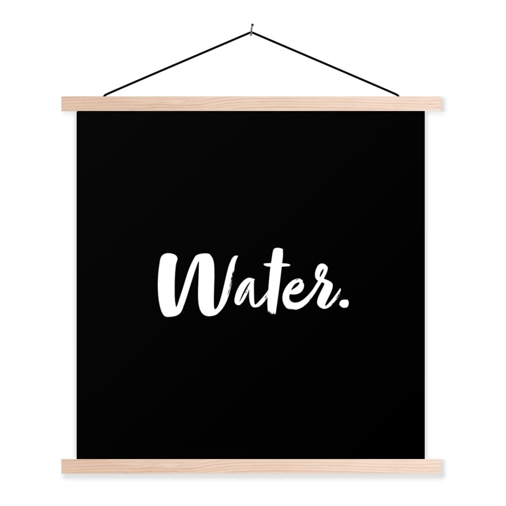 MuchoWow Textilposter Wasser - Trinken - Text - Zitate 120x120 cm mit holzfarbenen Rahmen - Textil-Poster