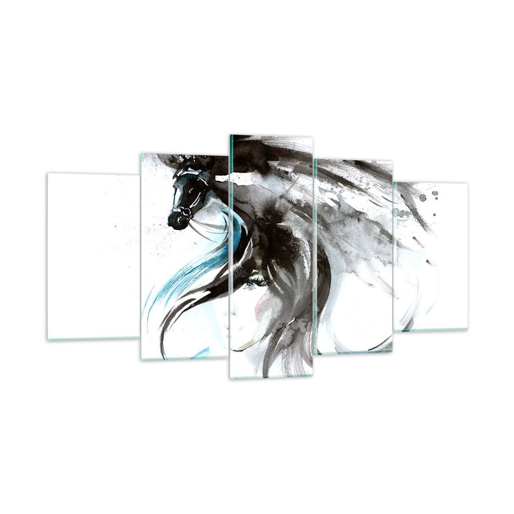 Bilder auf glas - Pferd Streifen Hengst Laufen - 160x85cm - Glasbilder - Wandbilder - Kunstdruck - zum Aufhängen bereit - Wanddekoration aus Glas ...