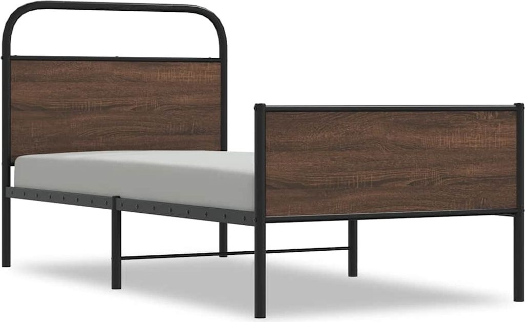 vidaXL Bettgestell ohne Matratze 107x203 cm Braun Eichen-Optik