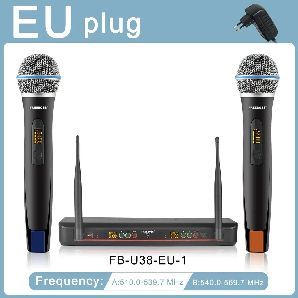 Microphone sans fil UHF dynamique à main ensemble de 2 micros noirs - 2